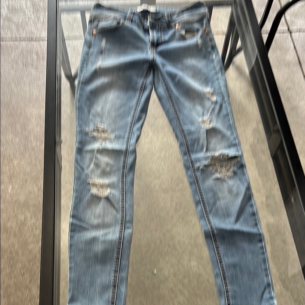 Almost Famous Blue Skinny Distressed Jeans